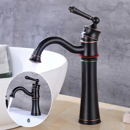 Vintage black & copper high arch basin faucet bathroom single handle