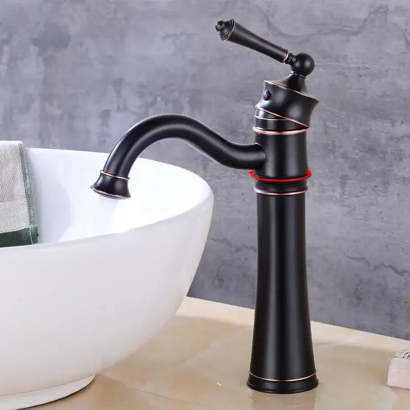 Vintage black & copper high arch basin faucet bathroom single handle
