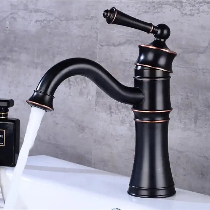 Vintage black & copper high arch basin faucet bathroom single handle