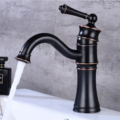 Vintage black & copper high arch basin faucet bathroom single handle