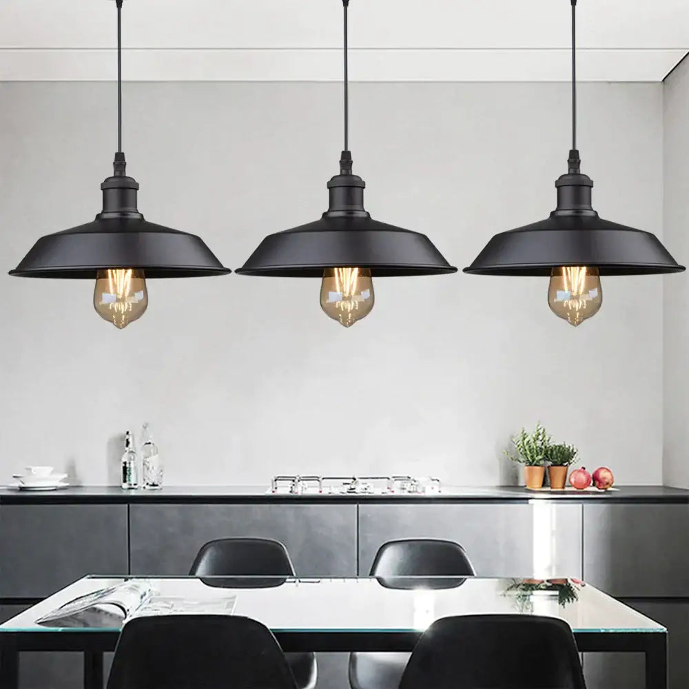 Vintage black farmhouse pendant light for kitchen island