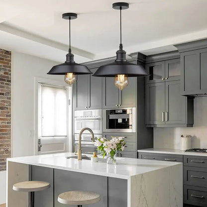 Vintage black farmhouse pendant light for kitchen island