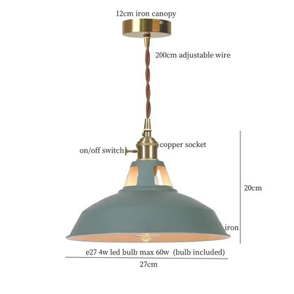 Vintage blue iron art pendant light kitchen ceiling lamp
