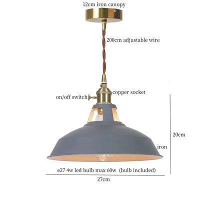 Vintage blue iron art pendant light kitchen ceiling lamp