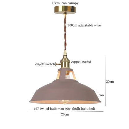 Vintage blue iron art pendant light kitchen ceiling lamp