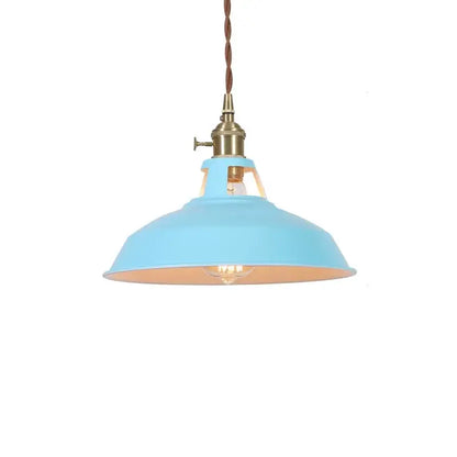 Vintage blue iron art pendant light kitchen ceiling lamp