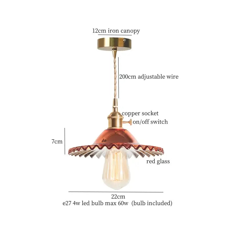 Vintage brass amber glass pendant light for kitchen island