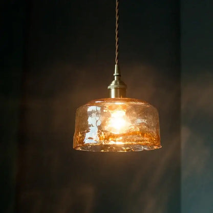 Vintage brass amber glass pendant light for kitchen island