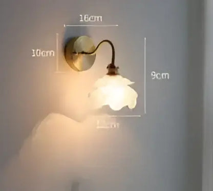Vintage brass and amber glass led wall lamp bedroom sconce