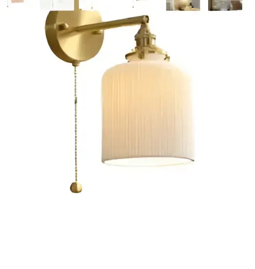 Vintage brass and amber glass led wall lamp bedroom sconce