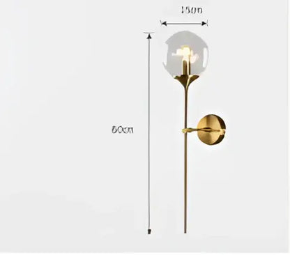Vintage brass and amber glass led wall lamp bedroom sconce