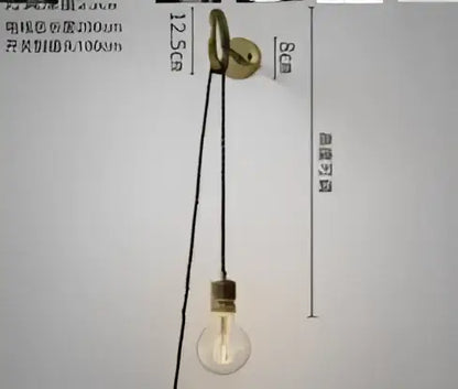Vintage brass and amber glass led wall lamp bedroom sconce