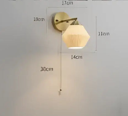 Vintage brass and amber glass led wall lamp bedroom sconce