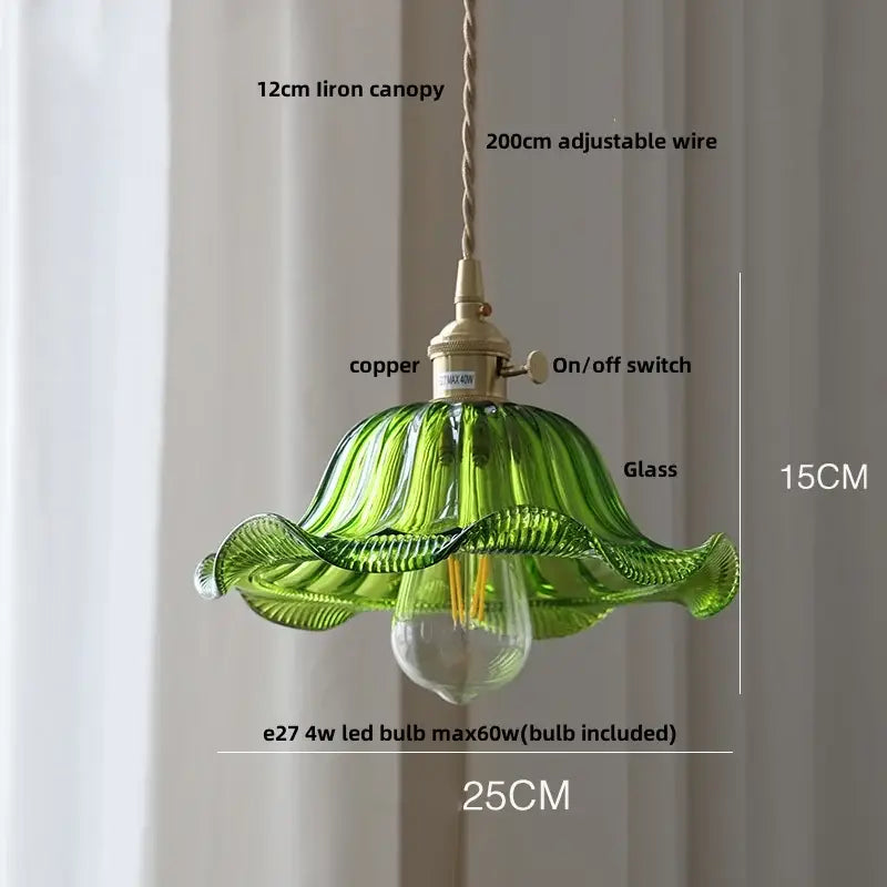 Vintage brass and amber glass pendant light kitchen hanging lamp