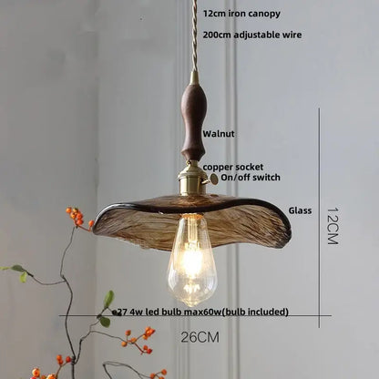 Vintage brass and amber glass pendant light kitchen hanging lamp