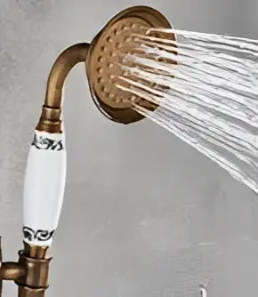 Vintage brass and bronze hand shower head faucet set – bathroom