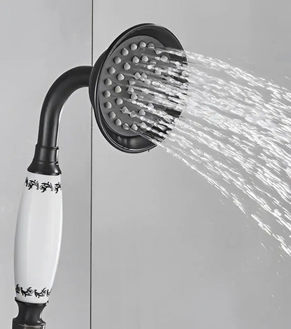 Vintage brass and bronze hand shower head faucet set – bathroom