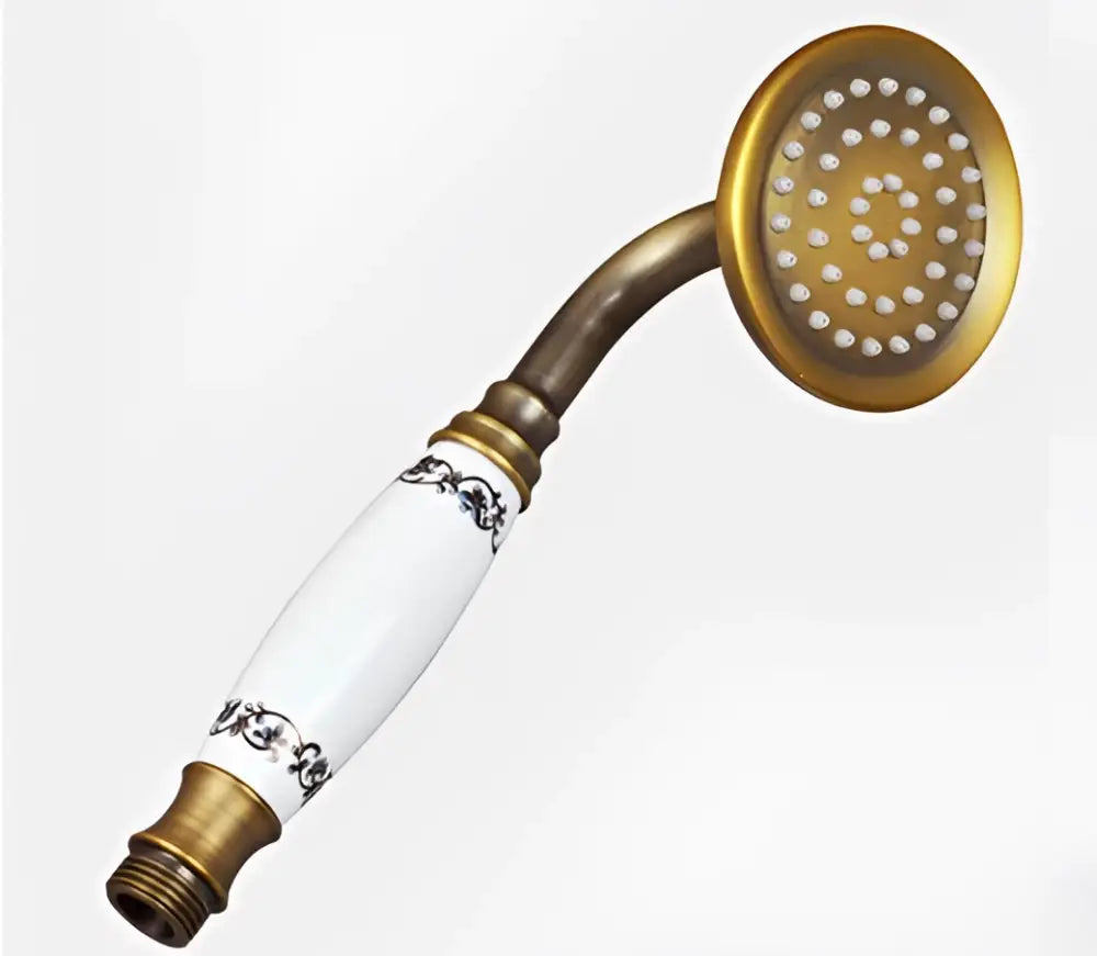 Vintage brass and ceramic handheld shower head bathroom fixture