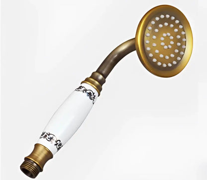 Vintage brass and ceramic handheld shower head bathroom fixture