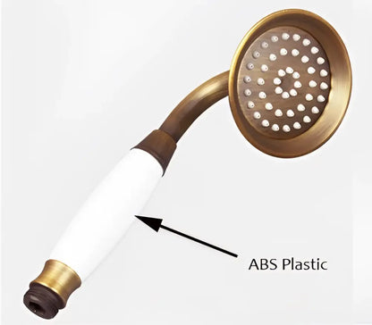 Vintage brass and ceramic handheld shower head bathroom fixture