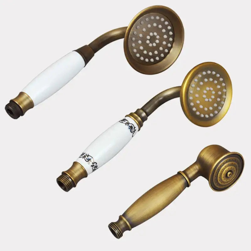 Vintage brass and ceramic handheld shower head bathroom fixture