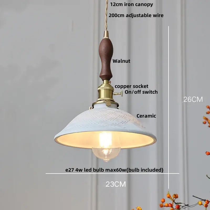 Vintage brass and ceramic led pendant light kitchen hanging lamp