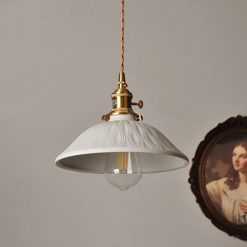 Vintage brass and ceramic led pendant light kitchen hanging lamp
