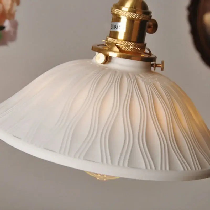 Vintage brass and ceramic led pendant light kitchen hanging lamp