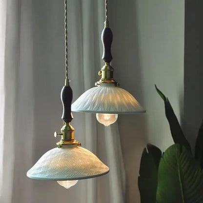 Vintage brass and ceramic led pendant light kitchen hanging lamp