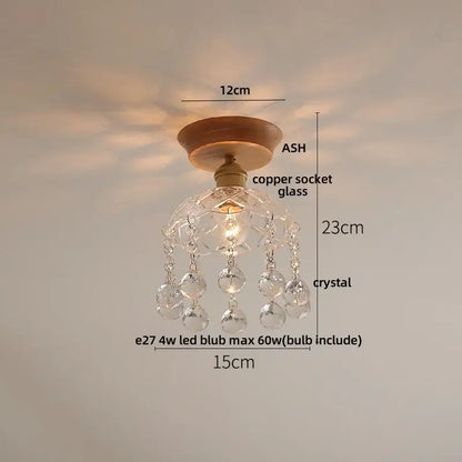 Vintage brass and clear glass led ceiling light for bedroom