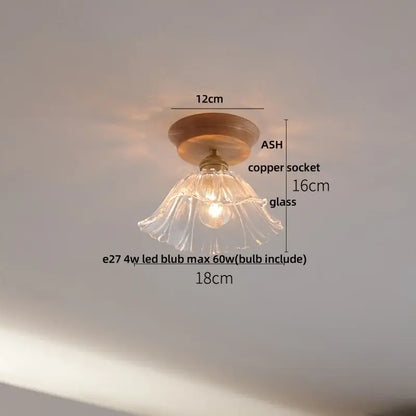 Vintage brass and clear glass led ceiling light for bedroom