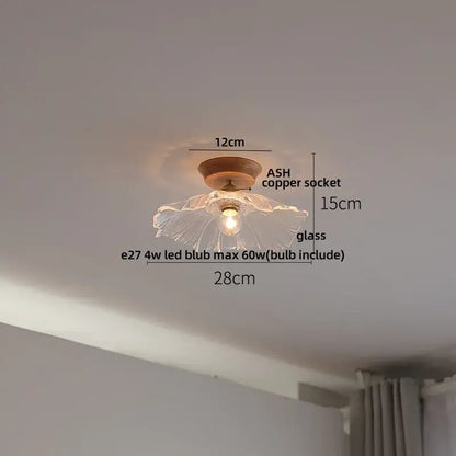 Vintage brass and clear glass led ceiling light for bedroom