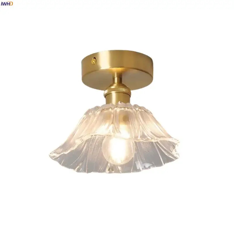 Vintage brass and clear glass led ceiling light for bedroom