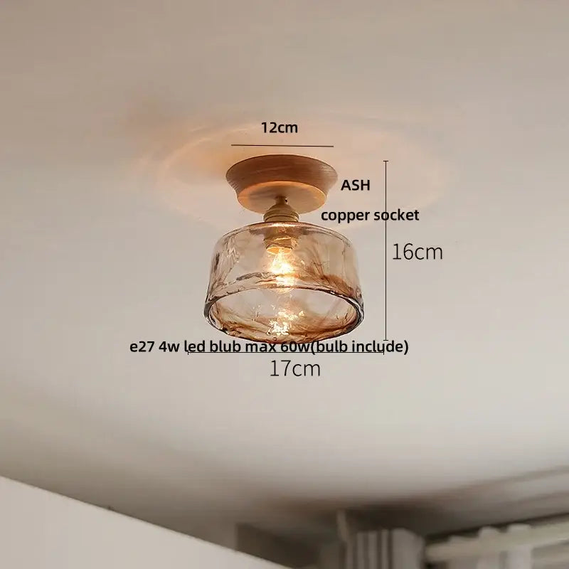 Vintage brass and clear glass led ceiling light for bedroom