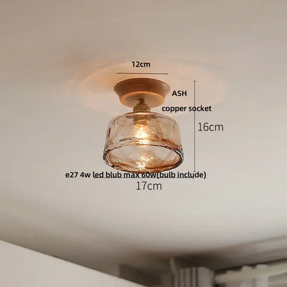 Vintage brass and clear glass led ceiling light for bedroom