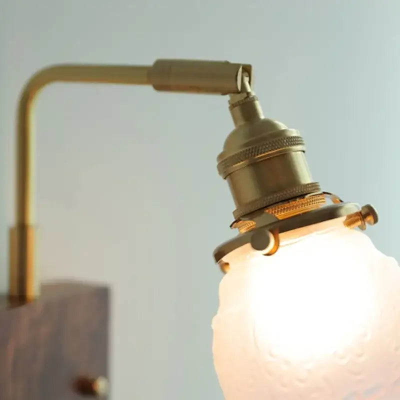 Vintage brass and glass pink led wall sconce bedroom bedside lamp
