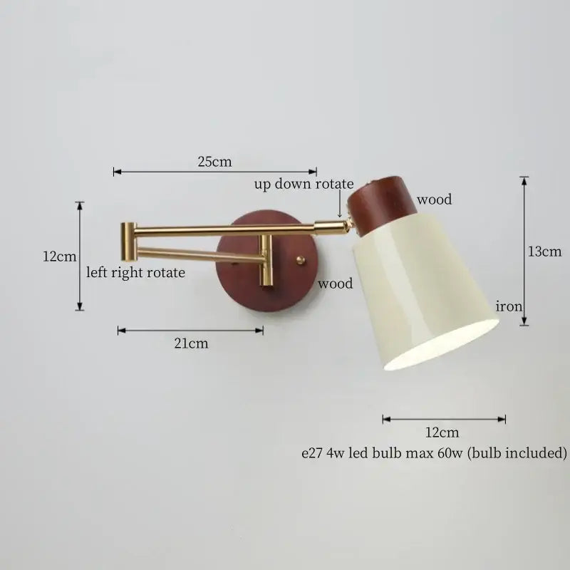 Vintage brass and leather wall lamp bedroom creamy iron led