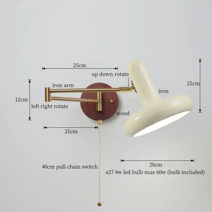 Vintage brass and leather wall lamp bedroom creamy iron led