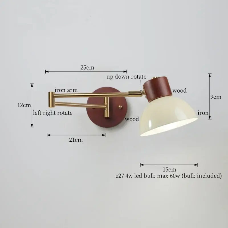 Vintage brass and leather wall lamp bedroom creamy iron led