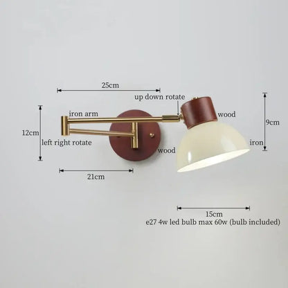 Vintage brass and leather wall lamp bedroom creamy iron led