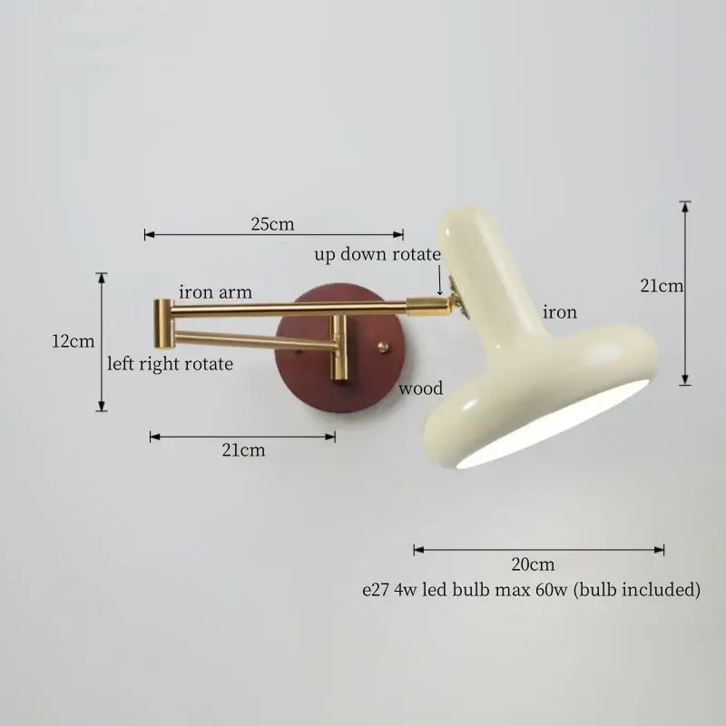 Vintage brass and leather wall lamp bedroom creamy iron led
