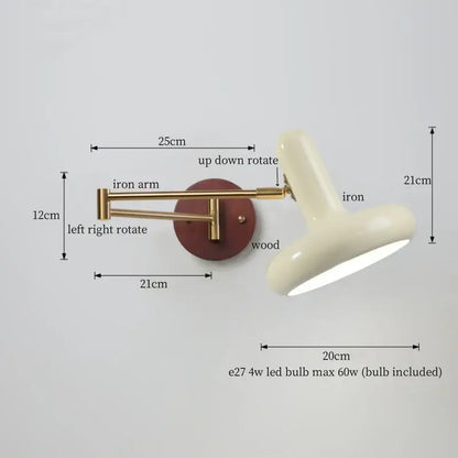 Vintage brass and leather wall lamp bedroom creamy iron led