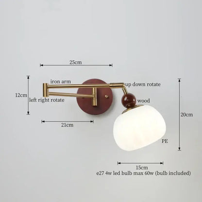 Vintage brass and leather wall lamp bedroom creamy iron led