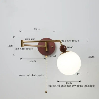 Vintage brass and leather wall lamp bedroom creamy iron led