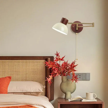 Vintage brass and leather wall lamp bedroom creamy iron led