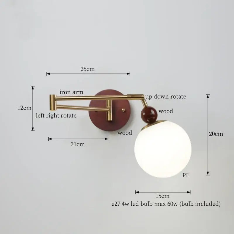 Vintage brass and leather wall lamp bedroom creamy iron led