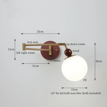 Vintage brass and leather wall lamp bedroom creamy iron led