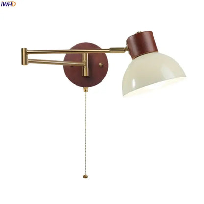 Vintage brass and leather wall lamp bedroom creamy iron led