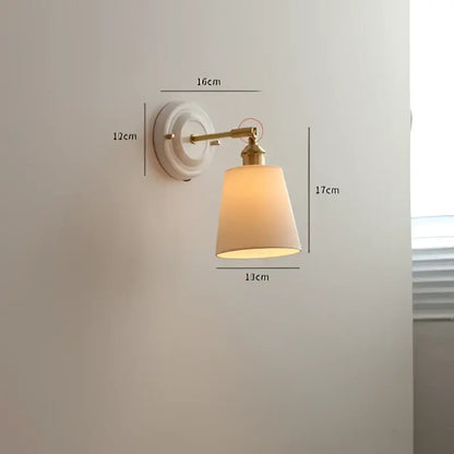 Vintage brass and ribbed glass led wall light bedroom sconce