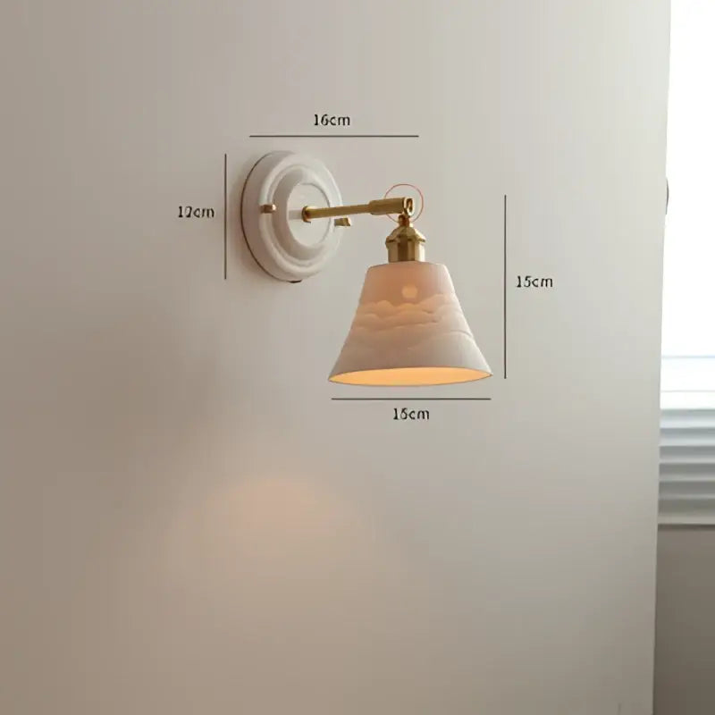 Vintage brass and ribbed glass led wall light bedroom sconce